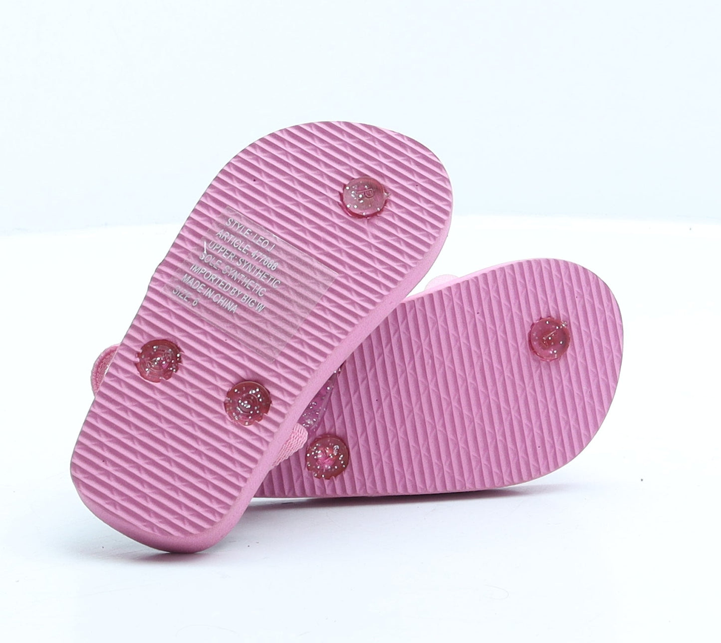 Preworn Girls Pink Synthetic Flip-Flop Sandal UK 5 - Flower Detail