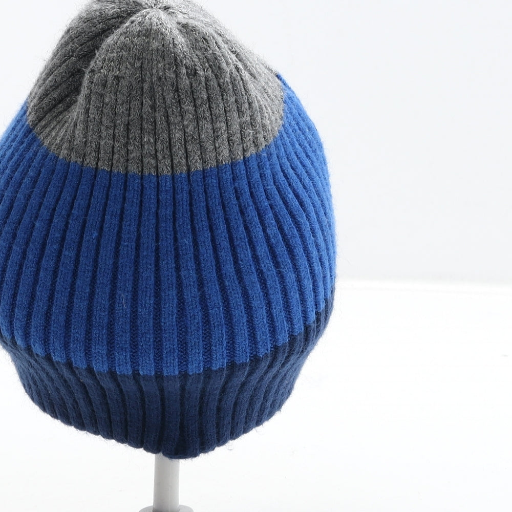 George Boys Blue Colourblock Acrylic Beanie One Size