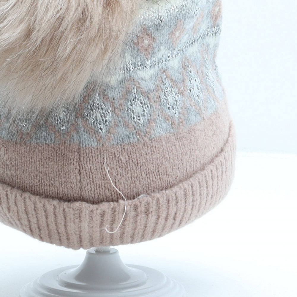 George Girls Multicoloured Fair Isle Acrylic Bobble Hat One Size