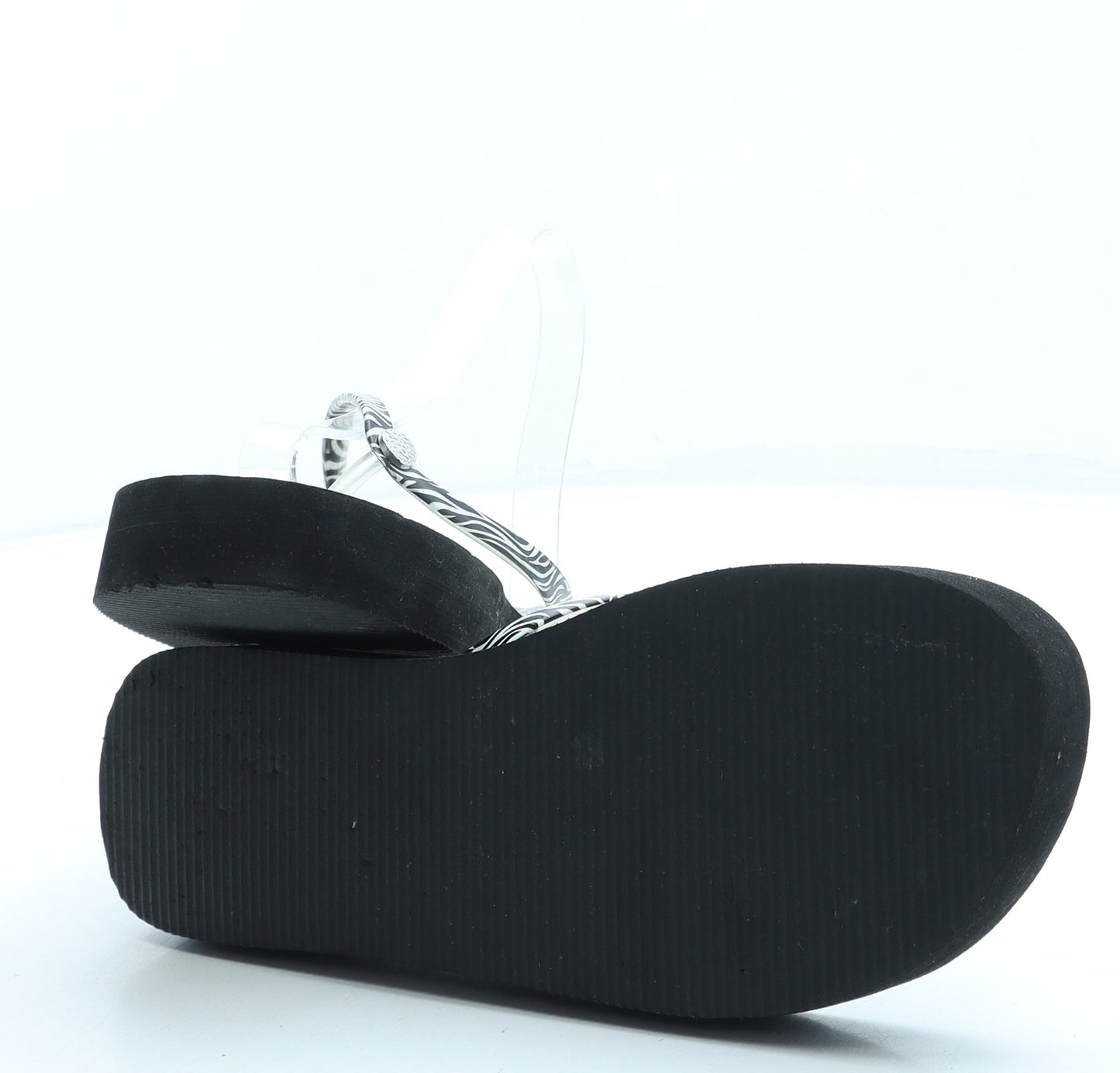 Primark Womens Black Animal Print Rubber Thong Sandal UK 7 40