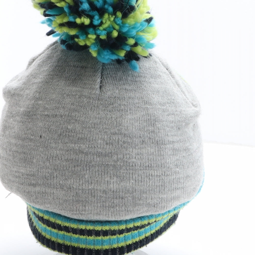 George Boys Grey Geometric Acrylic Bobble Hat One Size - Cool