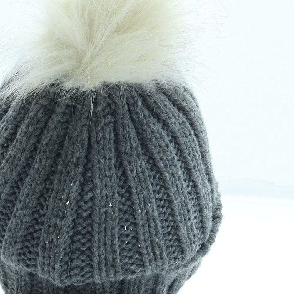 Atmosphere Womens Grey Acrylic Bobble Hat One Size - Pom Pom