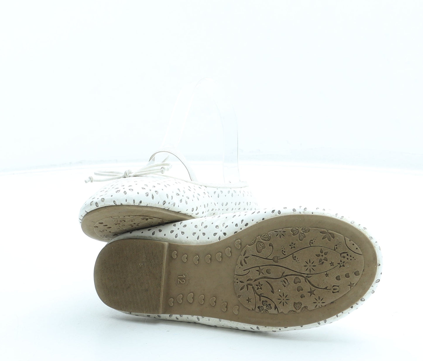 Primark Girls Ivory Geometric Leather Flat UK 12 30 US 13