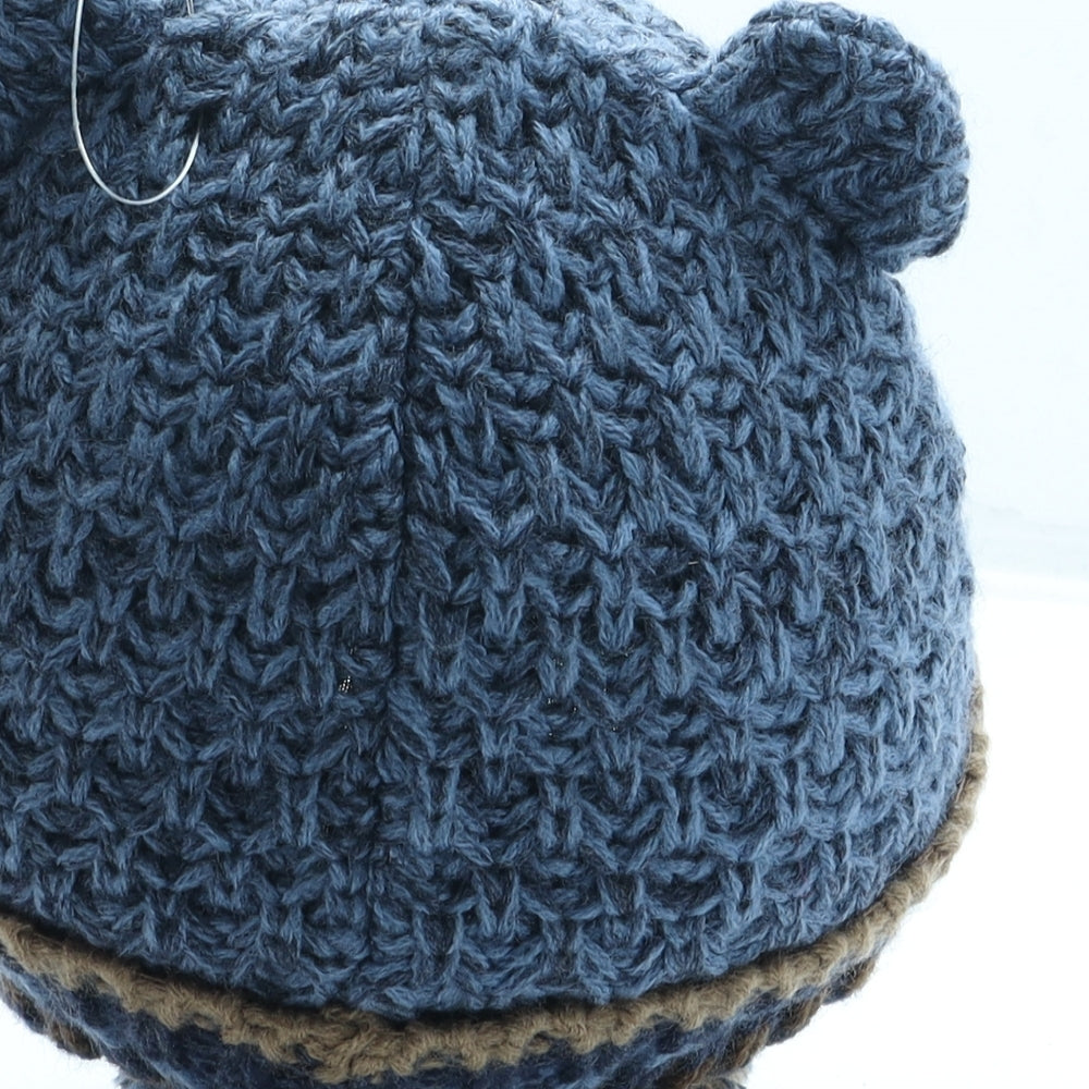 Preworn Boys Blue Acrylic Beanie One Size - Bear