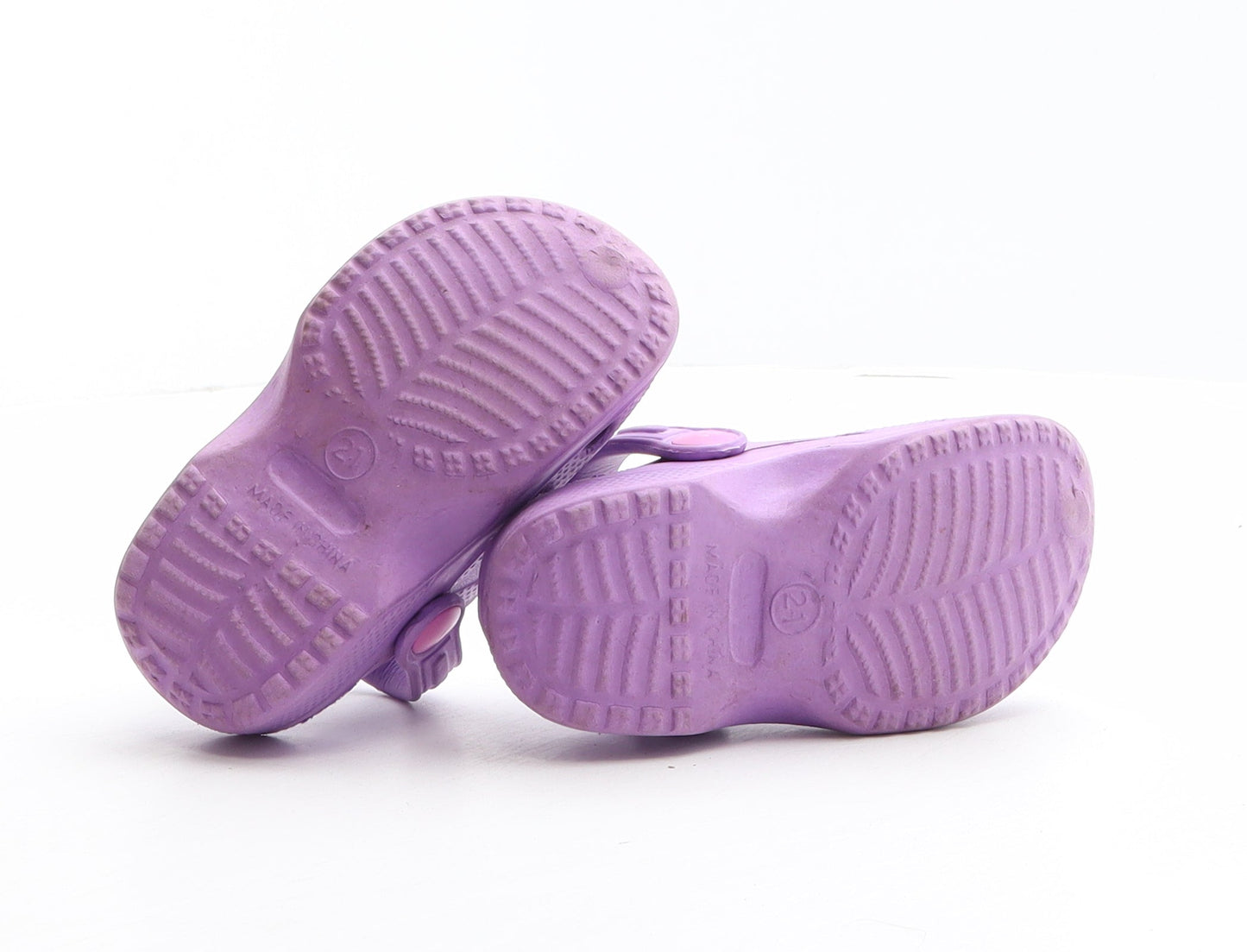 Preworn Girls Purple Synthetic Clog Sandal UK 4.5 21 - Heart detail, Butterfly detail, Cupcake detail