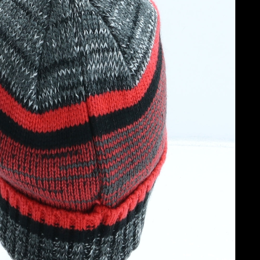 F&F Boys Grey Striped Acrylic Beanie One Size
