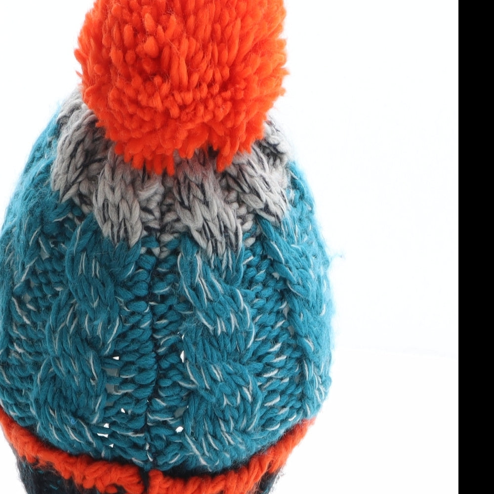F&F Boys Multicoloured Colourblock Acrylic Bobble Hat One Size