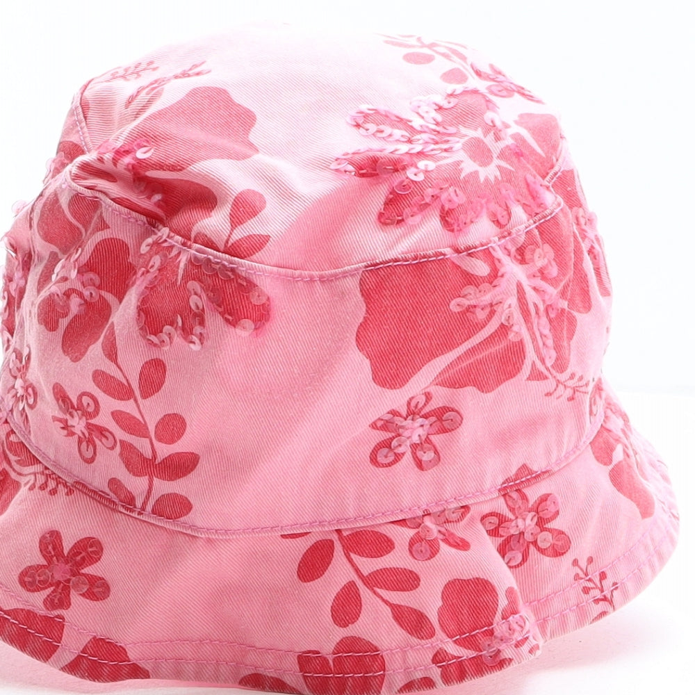 Preworn Girls Pink Floral Polyester Bucket Hat One Size