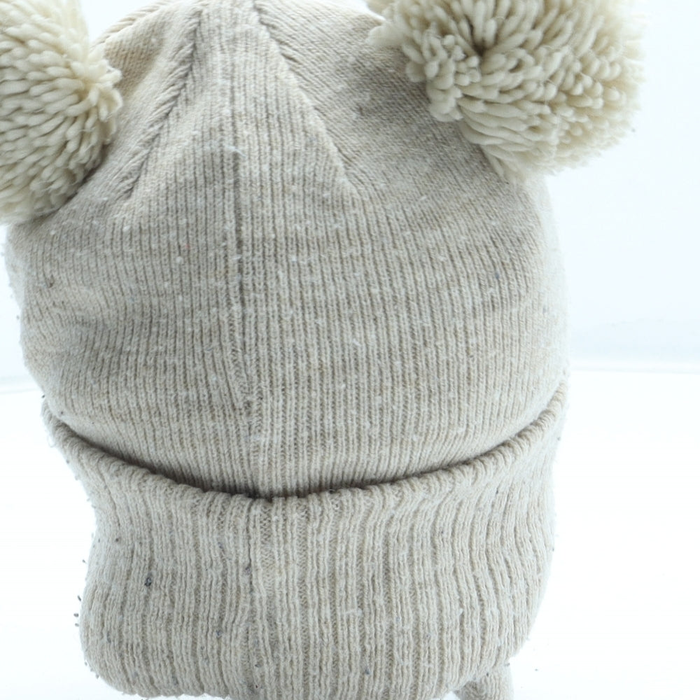 Primark Girls Beige Acrylic Bobble Hat Size S - Winnie the Pooh