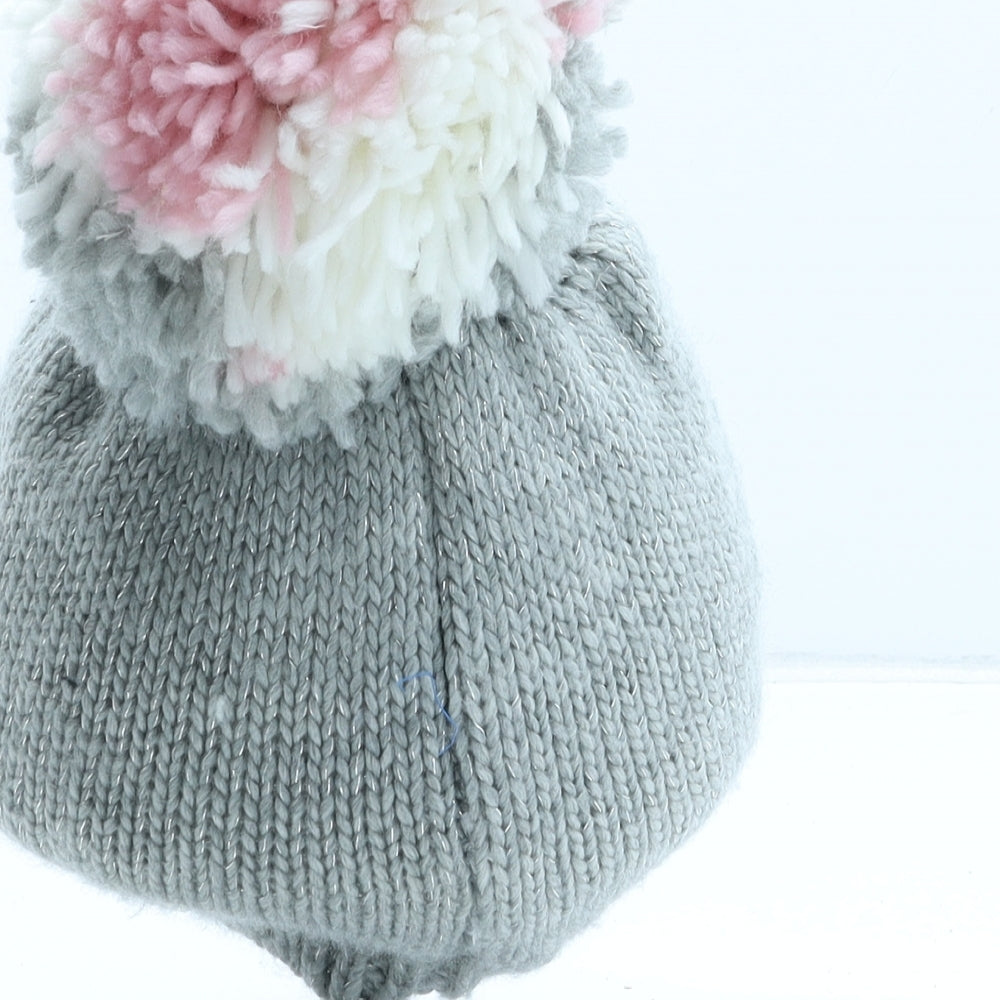 George Girls Grey Acrylic Bobble Hat One Size - UK Size 8-12 Years