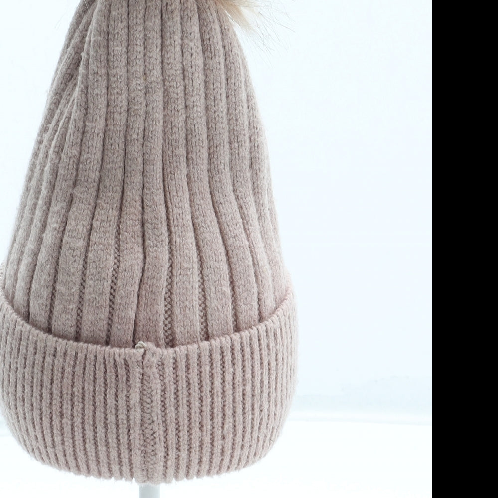 Primark Girls Pink Acrylic Bobble Hat Size S