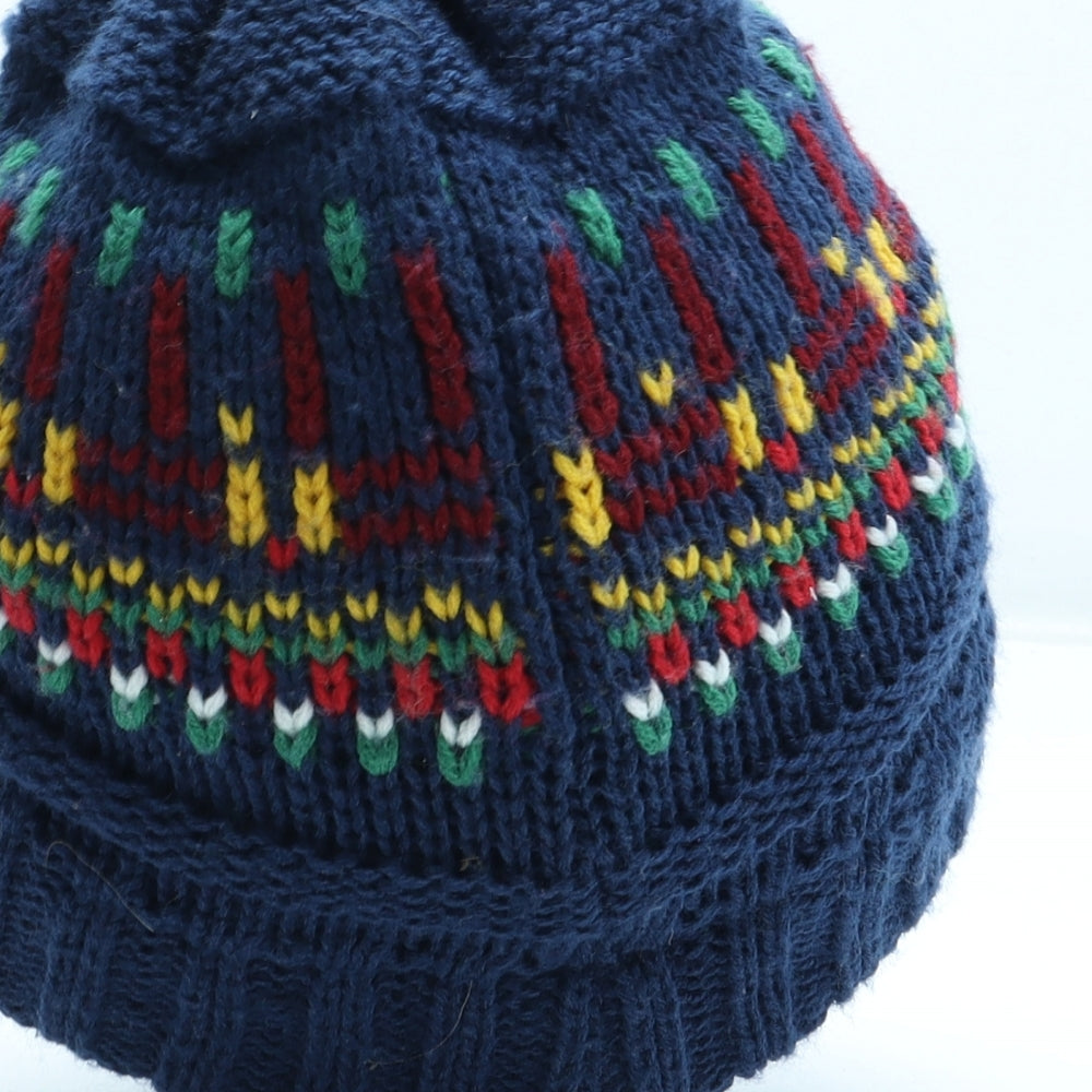 George Boys Blue Geometric Acrylic Peaked Cap One Size