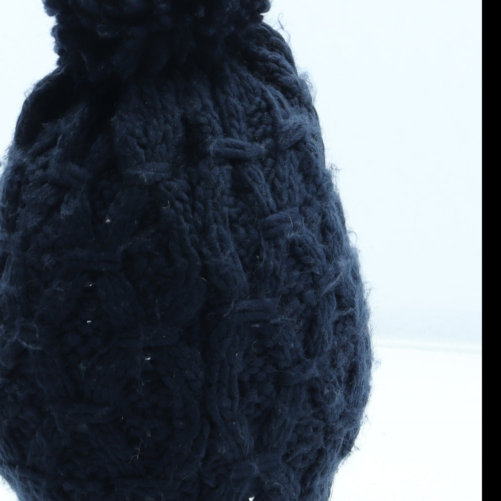 Preworn Womens Blue Acrylic Bobble Hat One Size
