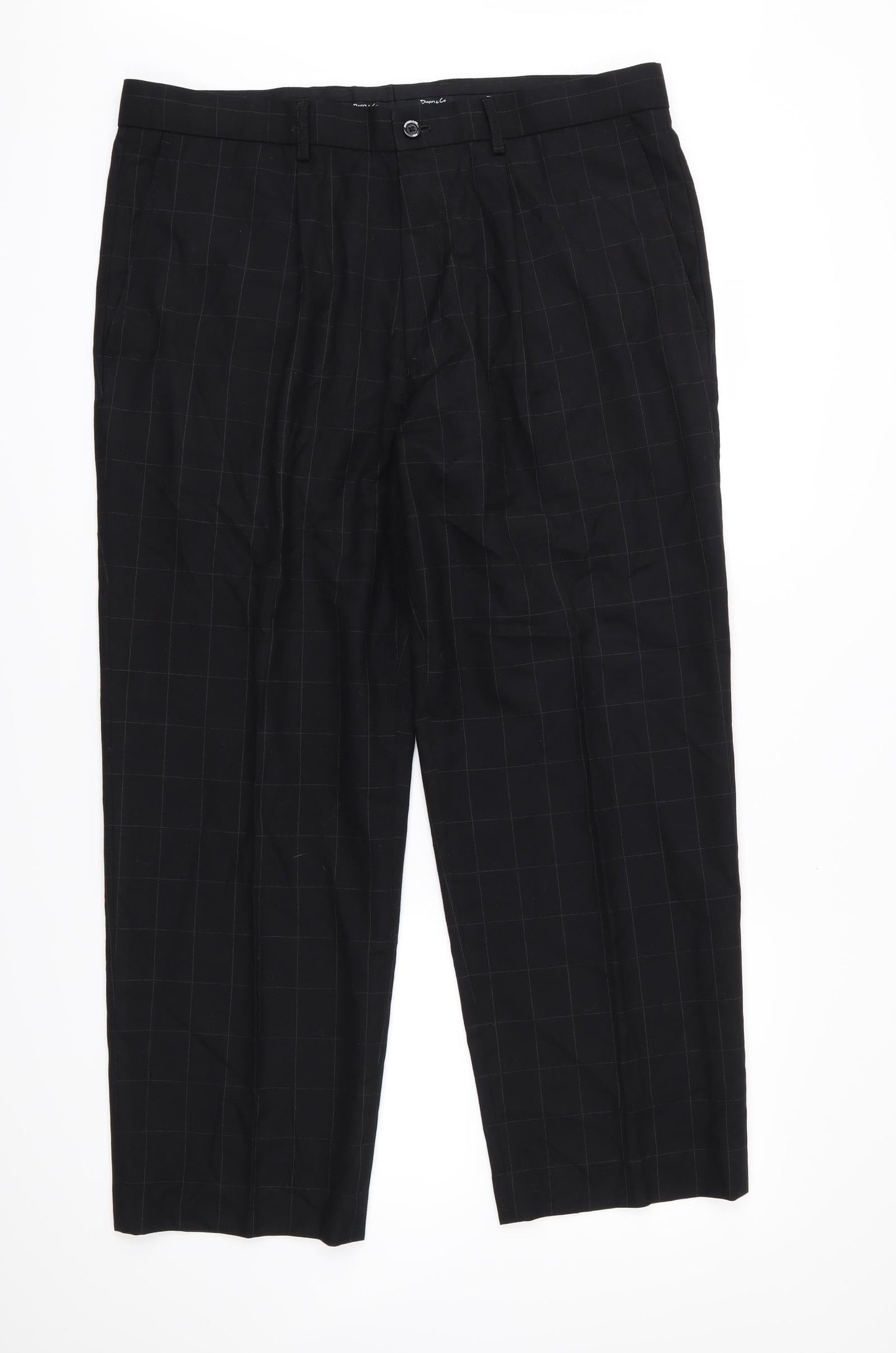 Dwyers & Co Mens Black Check Trousers L26 in