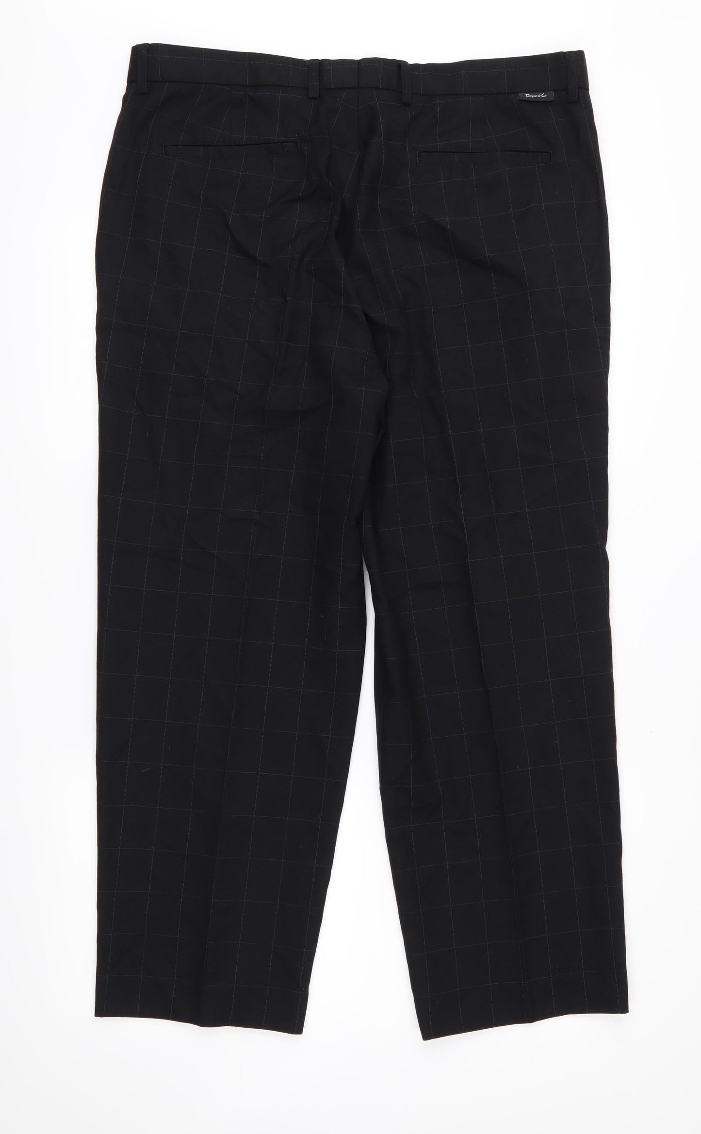 Dwyers & Co Mens Black Check Trousers L26 in