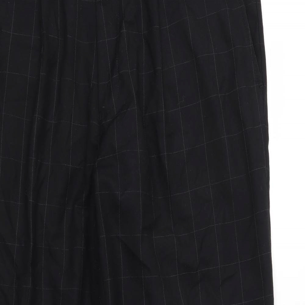 Dwyers & Co Mens Black Check Trousers L26 in
