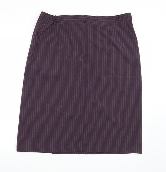 Daxon Womens Purple Striped A-Line Skirt Size 8