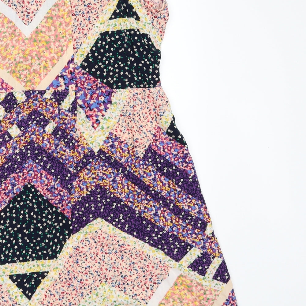 H&M Womens Multicoloured Floral Camisole Blouse Size 10 - Cut out detail