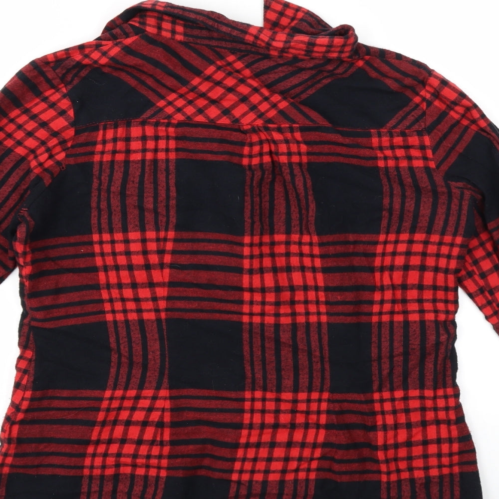 Select Womens Red Check Basic Button-Up Size 8