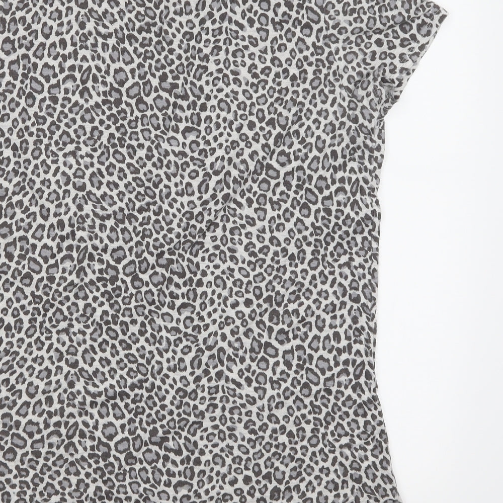 Papaya Womens Grey Animal Print Basic T-Shirt Size 10