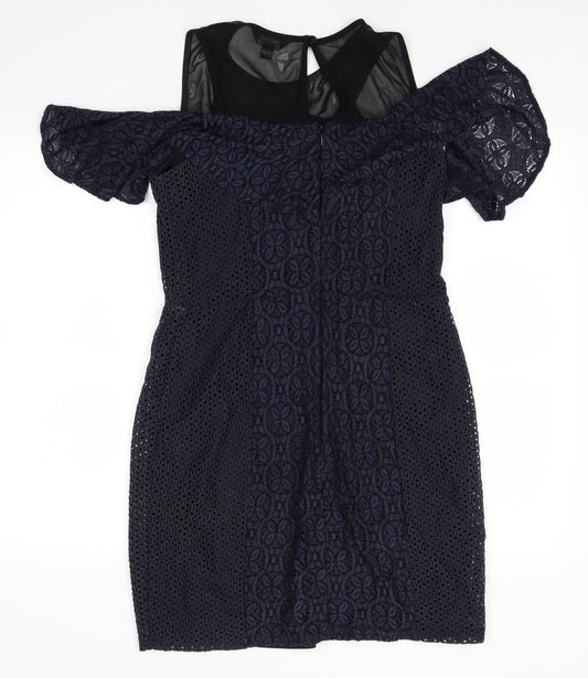 Miss Selfridge Womens Blue Floral A-Line Size 12