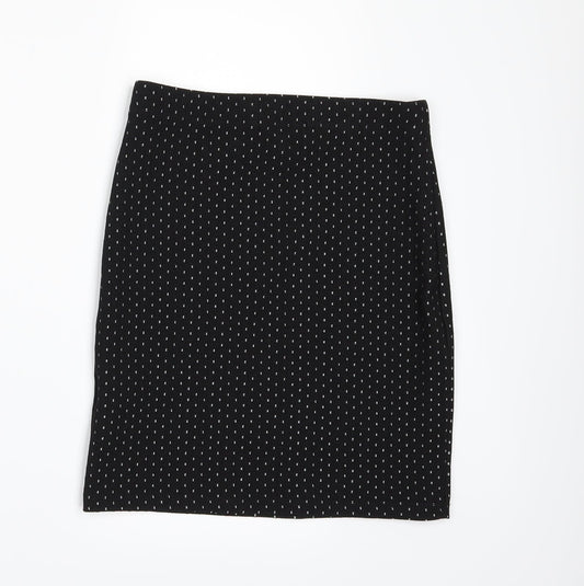 Even & Odd Womens Black Polka Dot Bandage Skirt Size S