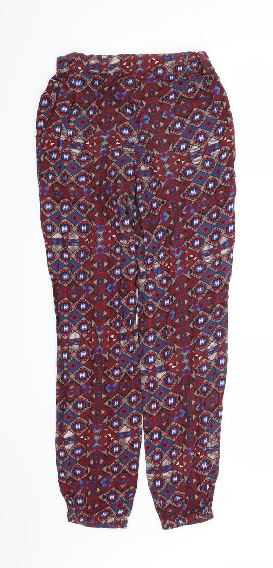 Atmosphere Womens Red Geometric Trousers Size 8 L27 in