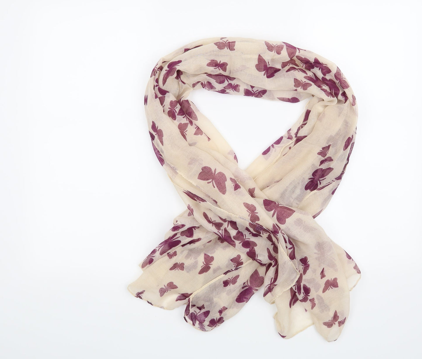 Preworn Womens Beige Scarf - Butterflies