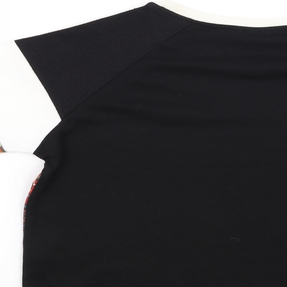Topshop Womens Black Floral Basic Blouse Size 8