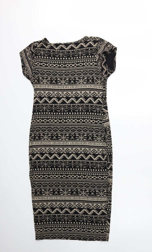 Apricot Womens Black Geometric Bodycon Size M