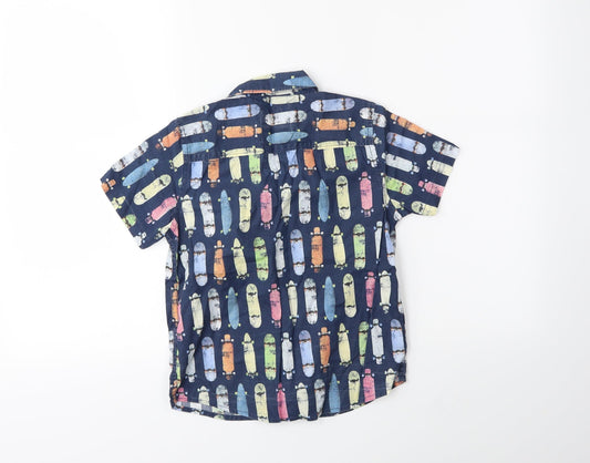TU Girls Beige Geometric Basic Button-Up Size 7 Years