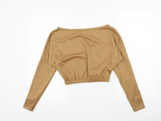 Femme Luxe Womens Brown Jersey Pullover Sweatshirt Size S