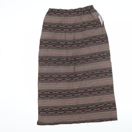 Preworn Womens Brown Geometric Maxi Skirt Size 30