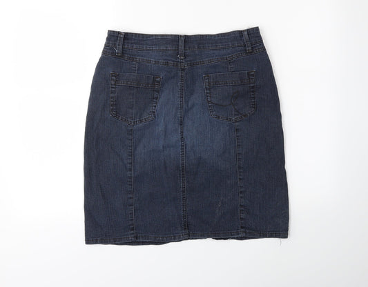 Preworn Womens Beige Denim Straight & Pencil Skirt