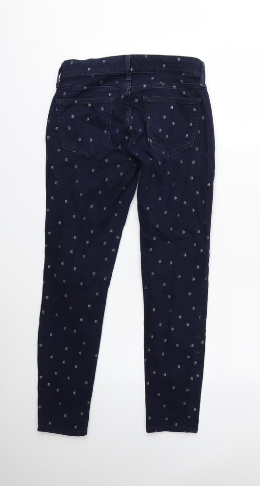Gap Womens Blue Polka Dot Denim Skinny Jeans Size 8 L27 in