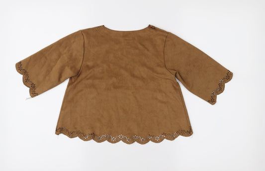 Matalan Girls Brown Jacket Size 4 Years - Suede Effect