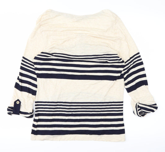 PERUNA Mens White Striped T-Shirt Size 14
