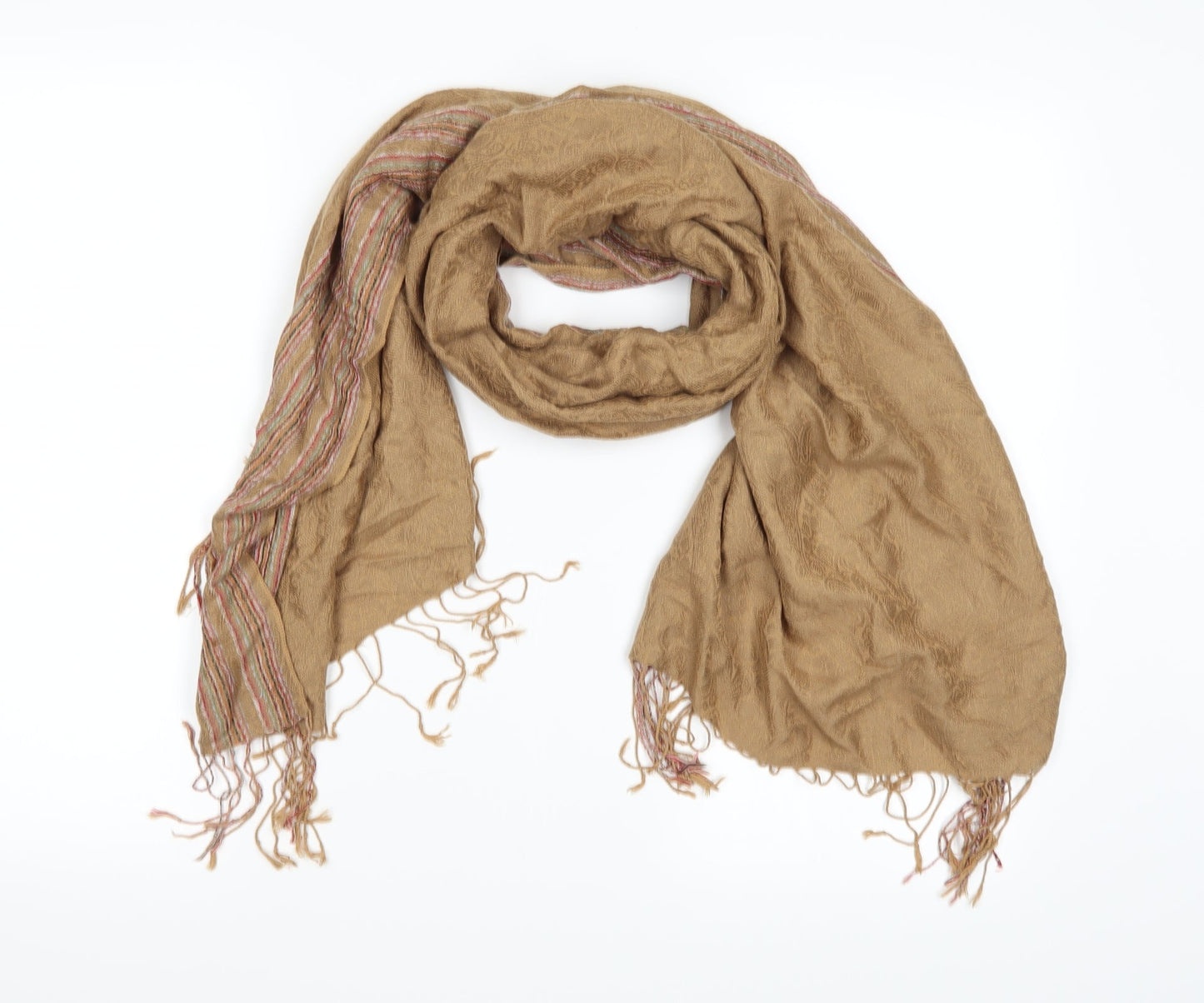Preworn Womens Brown Striped Scarf