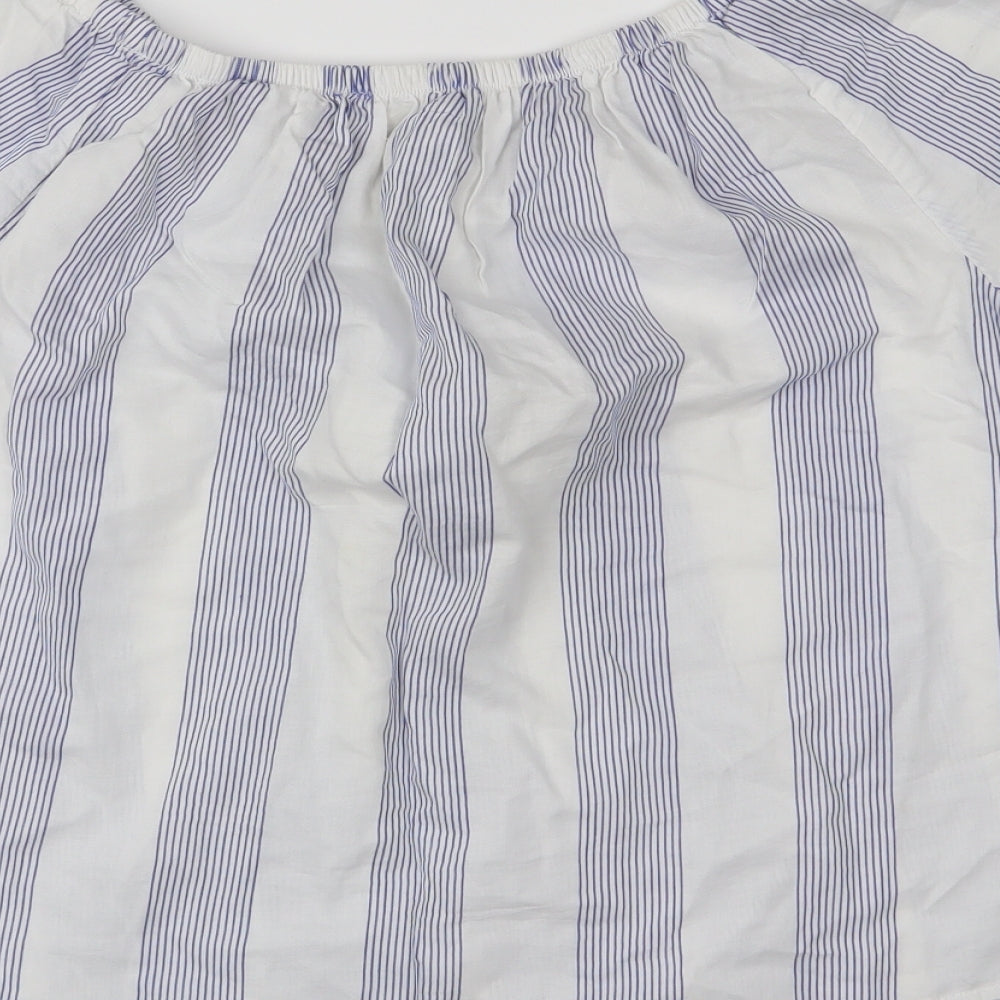 Workshop Womens Blue Striped Basic Blouse Size M