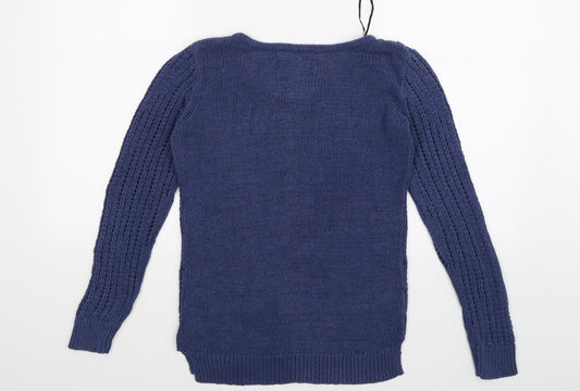 H&M Mens Blue Crochet Pullover Jumper Size XS