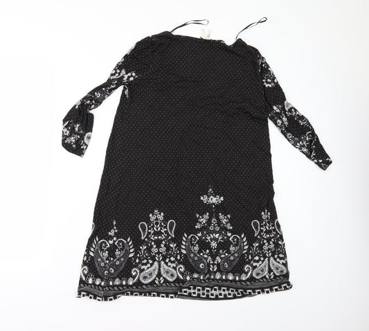 NEXT Womens Black Floral T-Shirt Dress Size 8