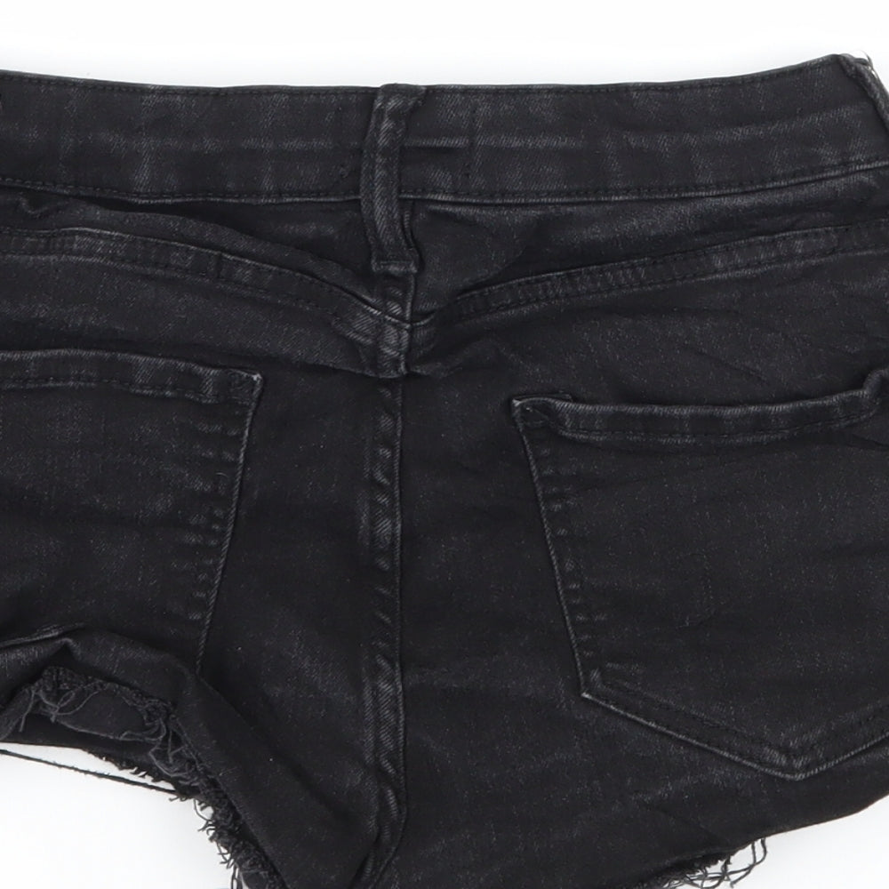 River Island Womens Black Denim Hot Pants Shorts Size 6 - Distressed