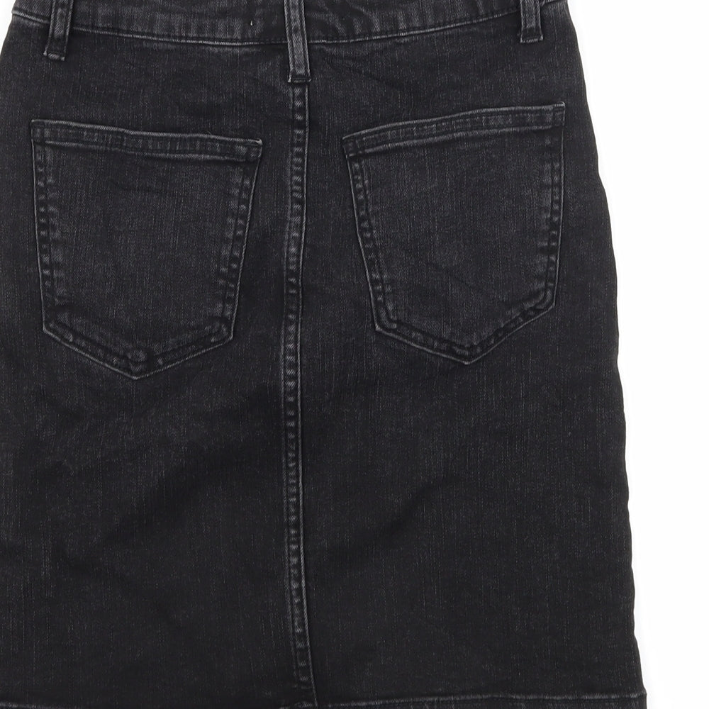 Denim & Co. Womens Black Denim A-Line Skirt Size 6