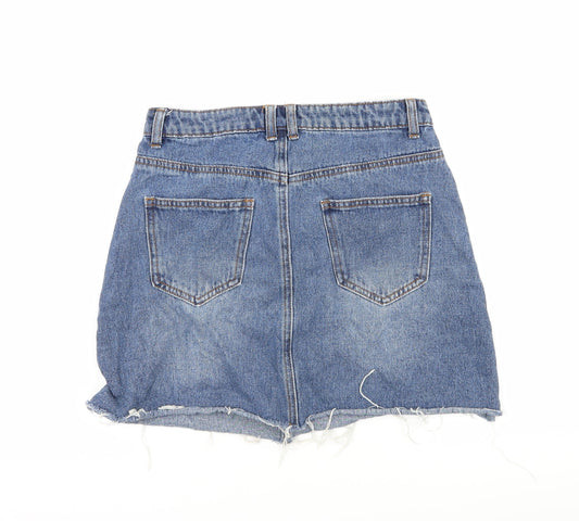 Denim & Co. Womens Blue Denim A-Line Skirt Size 10 - Distressed