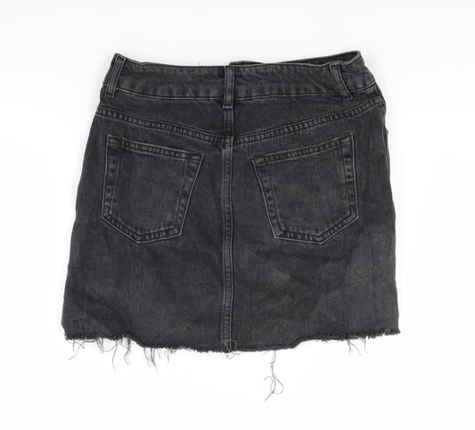 Topshop Womens Black Denim Maxi Skirt Size 8