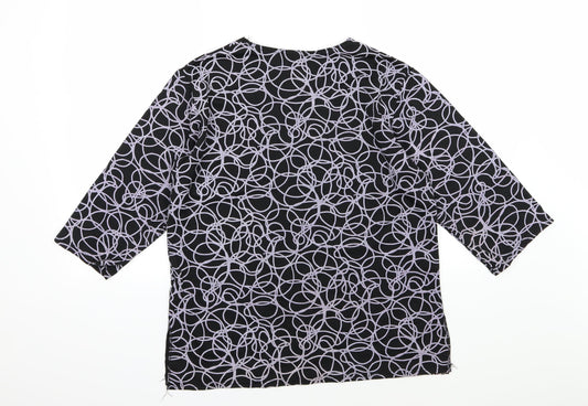 Preworn Womens Black Geometric Basic T-Shirt Size M