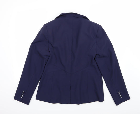 BHS Womens Blue Rayon Jacket Suit Jacket Size 14