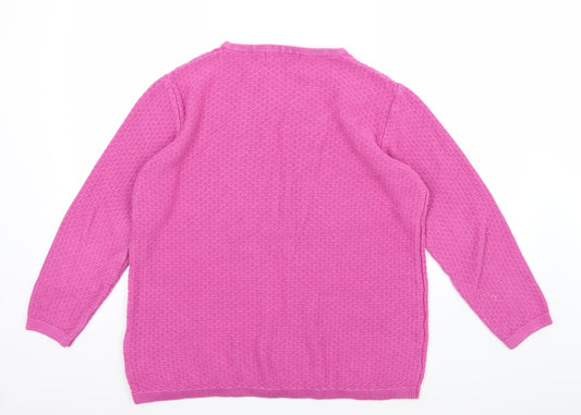 EWM Womens Pink Knit Pullover Jumper Size L