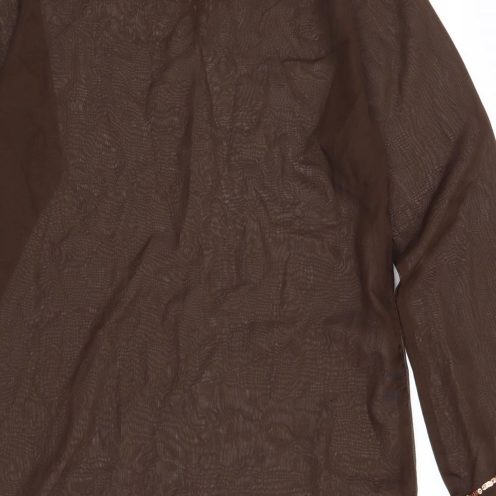 Evie Womens Brown Tunic Blouse Size S