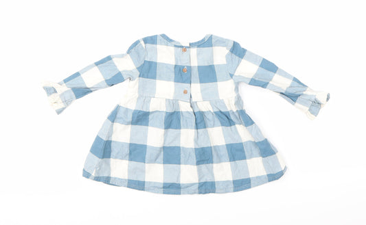 F&F Girls Blue Check Basic T-Shirt Size 6-9 Months
